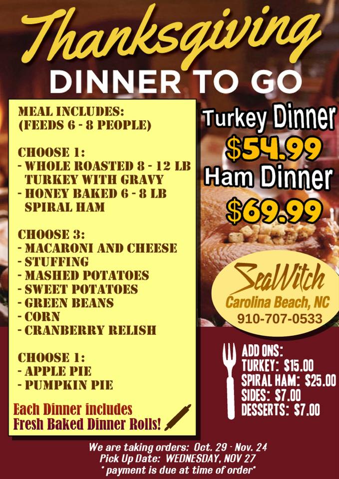 Thanksgiving Dinner To Go - SeaWitch Tiki Bar | Live Music ...